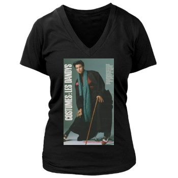 Famke Janssen Women's Deep V-Neck TShirt