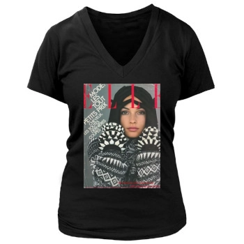 Famke Janssen Women's Deep V-Neck TShirt