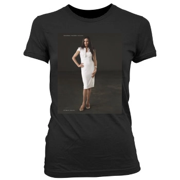 Famke Janssen Women's Junior Cut Crewneck T-Shirt