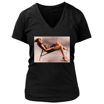 Famke Janssen Women's Deep V-Neck TShirt