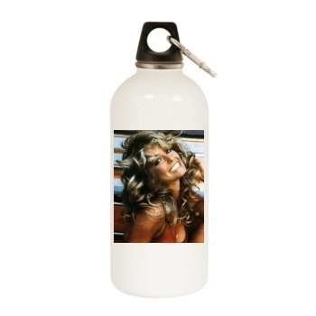 Farrah Fawcett White Water Bottle With Carabiner