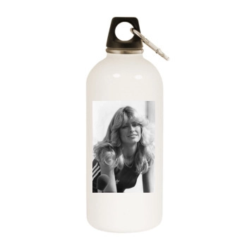 Farrah Fawcett White Water Bottle With Carabiner