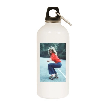 Farrah Fawcett White Water Bottle With Carabiner