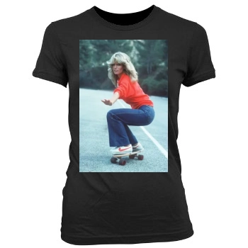 Farrah Fawcett Women's Junior Cut Crewneck T-Shirt