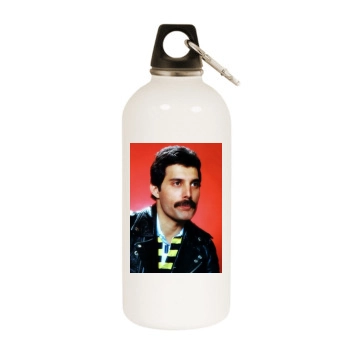 Freddie Mercury White Water Bottle With Carabiner