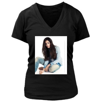 Freida Pinto Women's Deep V-Neck TShirt