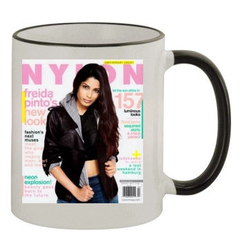 Freida Pinto 11oz Colored Rim & Handle Mug