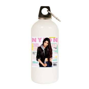 Freida Pinto White Water Bottle With Carabiner