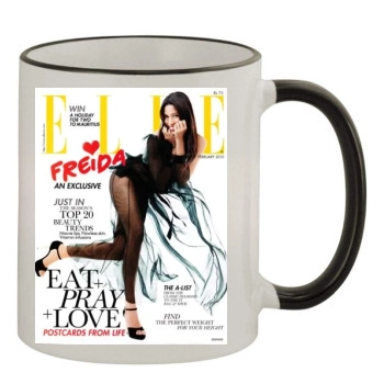 Freida Pinto 11oz Colored Rim & Handle Mug