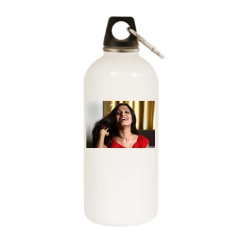 Freida Pinto White Water Bottle With Carabiner