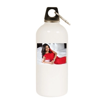 Freida Pinto White Water Bottle With Carabiner