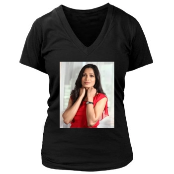 Freida Pinto Women's Deep V-Neck TShirt