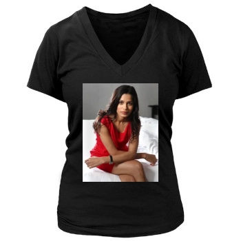 Freida Pinto Women's Deep V-Neck TShirt