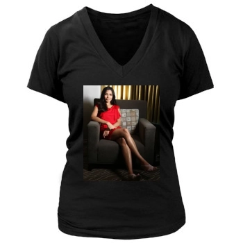 Freida Pinto Women's Deep V-Neck TShirt