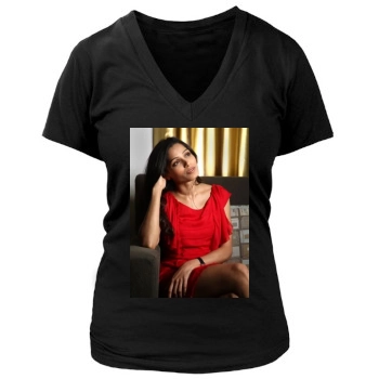 Freida Pinto Women's Deep V-Neck TShirt