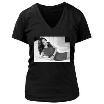 Freida Pinto Women's Deep V-Neck TShirt