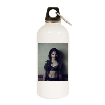 Freida Pinto White Water Bottle With Carabiner