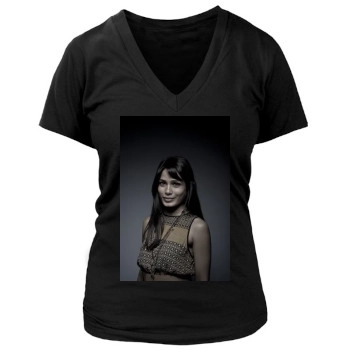 Freida Pinto Women's Deep V-Neck TShirt