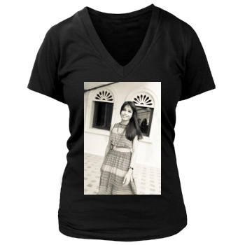 Freida Pinto Women's Deep V-Neck TShirt