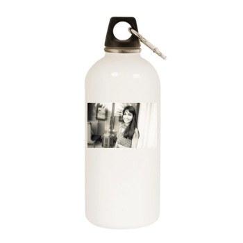 Freida Pinto White Water Bottle With Carabiner