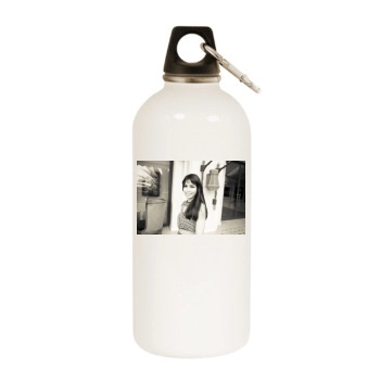 Freida Pinto White Water Bottle With Carabiner