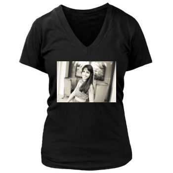 Freida Pinto Women's Deep V-Neck TShirt