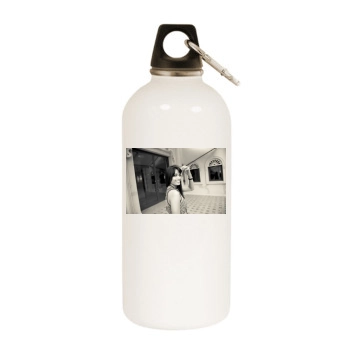 Freida Pinto White Water Bottle With Carabiner