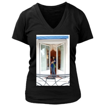 Halle Berry Women's Deep V-Neck TShirt