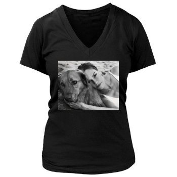 Hilary Swank Women's Deep V-Neck TShirt