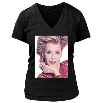 Jane Fonda Women's Deep V-Neck TShirt