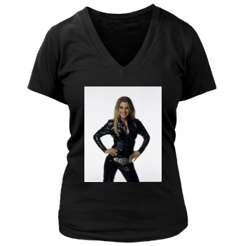 Jeanette Biedermann Women's Deep V-Neck TShirt