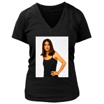 Salma Hayek Women's Deep V-Neck TShirt