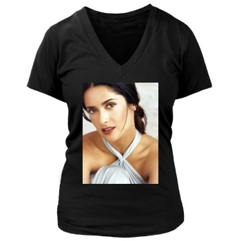 Salma Hayek Women's Deep V-Neck TShirt