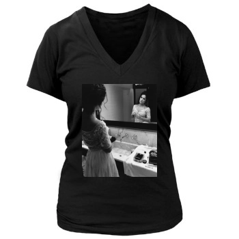 Salma Hayek Women's Deep V-Neck TShirt