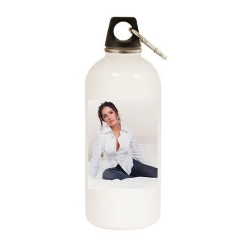 Salma Hayek White Water Bottle With Carabiner