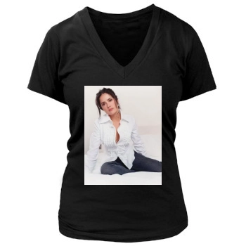 Salma Hayek Women's Deep V-Neck TShirt