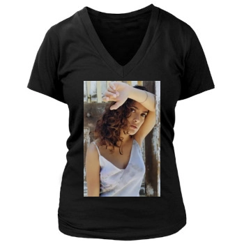 Salma Hayek Women's Deep V-Neck TShirt