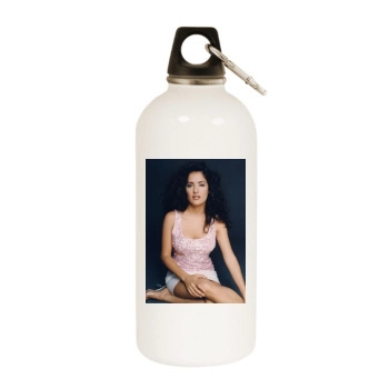 Salma Hayek White Water Bottle With Carabiner