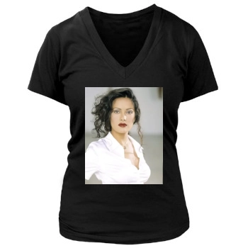 Salma Hayek Women's Deep V-Neck TShirt