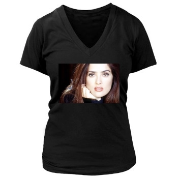 Salma Hayek Women's Deep V-Neck TShirt