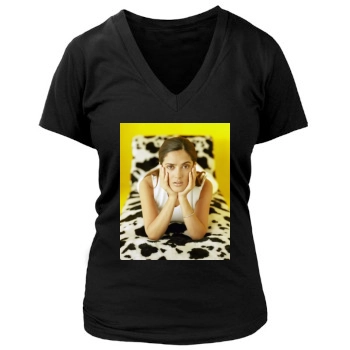 Salma Hayek Women's Deep V-Neck TShirt