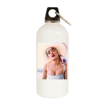 Salma Hayek White Water Bottle With Carabiner