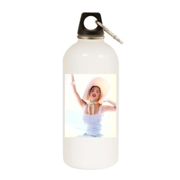 Salma Hayek White Water Bottle With Carabiner