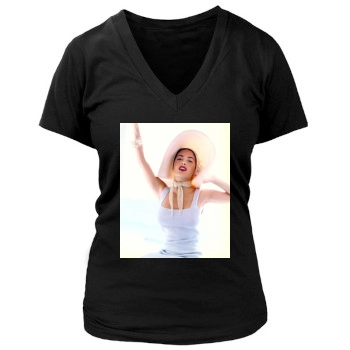 Salma Hayek Women's Deep V-Neck TShirt