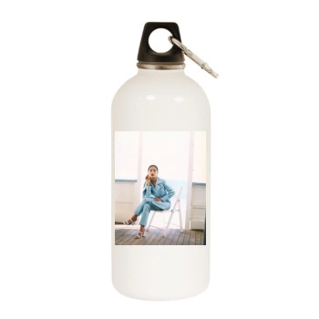 Salma Hayek White Water Bottle With Carabiner