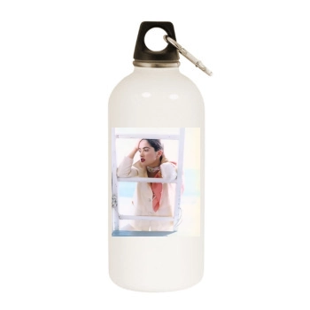 Salma Hayek White Water Bottle With Carabiner