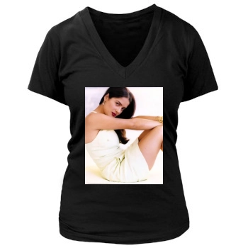 Salma Hayek Women's Deep V-Neck TShirt