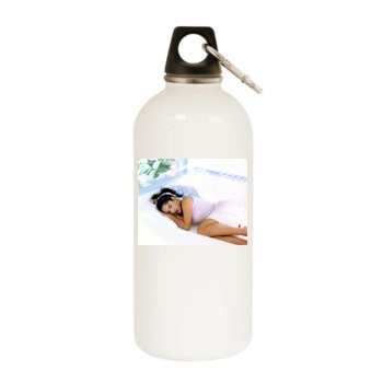 Salma Hayek White Water Bottle With Carabiner