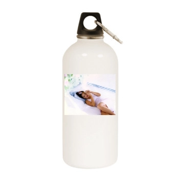 Salma Hayek White Water Bottle With Carabiner