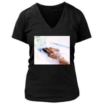 Salma Hayek Women's Deep V-Neck TShirt